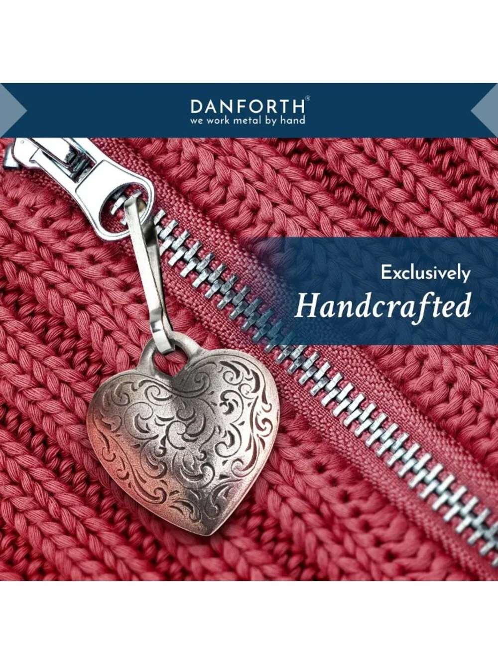 Heart Zipper Pull Charm | Pewter Clip for Bags & Purses | Unique Gift for Mom